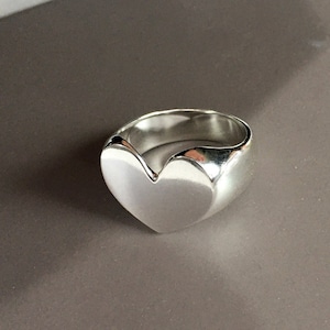 Heart Ring Handmade Chunky Signet Love Heart Ring Big Hearted handcarved smooth flat Minimal Heart Large Love Bold Heart Ring |Ready To Ship