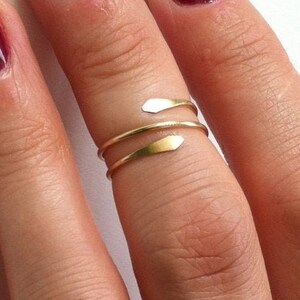 Coiled wrap around Double Hammered Heads Gold Fill Snake Ring