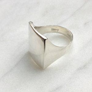 Square Ring Smooth Rectangle Square Ring | Plateau Modern Signet Ring | Geometric Large Handcarved Ring |Flat Smooth Solid Handmade Ring