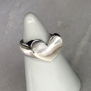 Heart Ring Handmade Chunky Signet Love Heart Ring Big Hearted handcarved smooth flat Heart shape Minimal Heart Large Love Bold Heart Ring