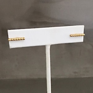 Tiny Beaded Ball Bar Stud Earrings | Decorative ball row stud earrings / Minimal Bar Studs | Horizontal ball barpost Earring /Handmade studs