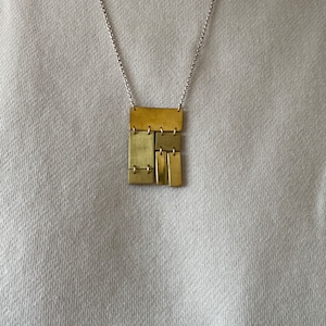 Handmade Moveable Geometric Necklace | Plateau Collage Pendant Necklace / Collage Pendant / Square Collage Necklace / Rectangles Pendant
