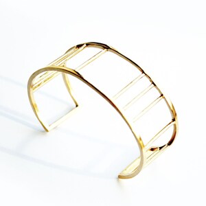 Large Bar Cuff Unisex Minimal Linear Modern Cuff | Modern Squared Bar Cuff | Large Wide Asymmetrical Bar Bracelet Cuff &quot;Ready to Ship&quot;