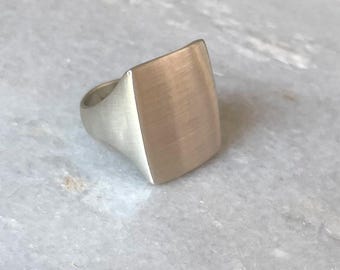 Square Rectangular Shaped Matte Handcarved Ring