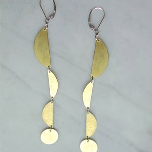 Handmade Long Drop Earrings / Sunset River Earrings / Handcut Semi-Circles Mobile Earrings / Long Circle Earrings / HANDMADE Cut Earrings image 6