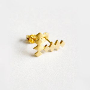 Tiny Diamond Shape Bar Stud Earrings / Handcarved Reflecting Tiny Mountain Bar Earrings Handmade Mini Atlas Mountain Studs Geometric Studs