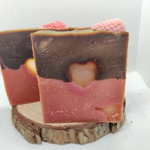 Chocolate Strawberry Bar Soap, Sweet chocolate, Artisan Soap, Loving Dragon&#39;s Chocolate Strawberry Cold Process Bar Soap, Valentines Soaps