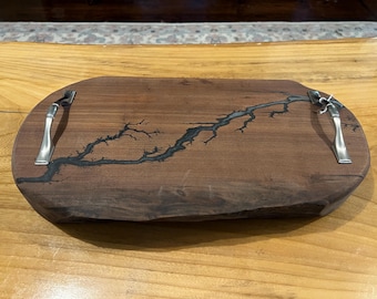 Live edge Charcuterie tray walnut and resin