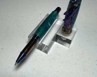 Dolphin two part rollerball pen in tanzanite coating and seafoam
