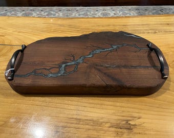 Live edge Charcuterie tray walnut and resin