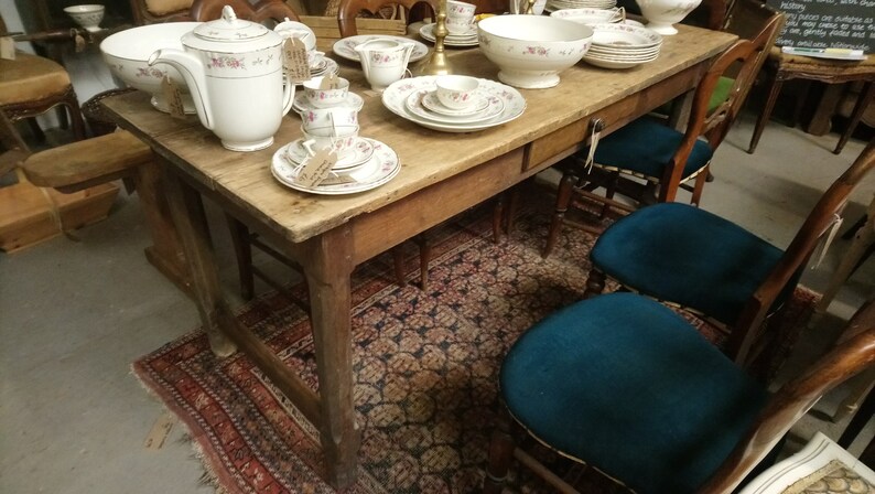 Antique French Oak Planked Top Farmhouse Kitchen Dining Table Etsy
