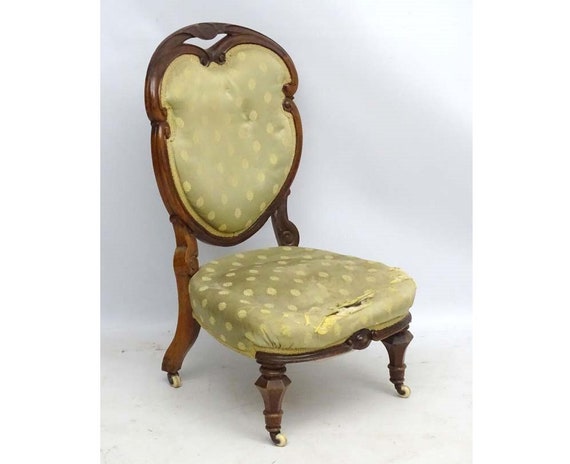 Georgian Nursing Or Bedroom Chair With Pretty Heart Shape Back Upholstery Project