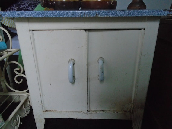 Charming Vintage Enamel Kitchen Cupboard With Speckled Etsy