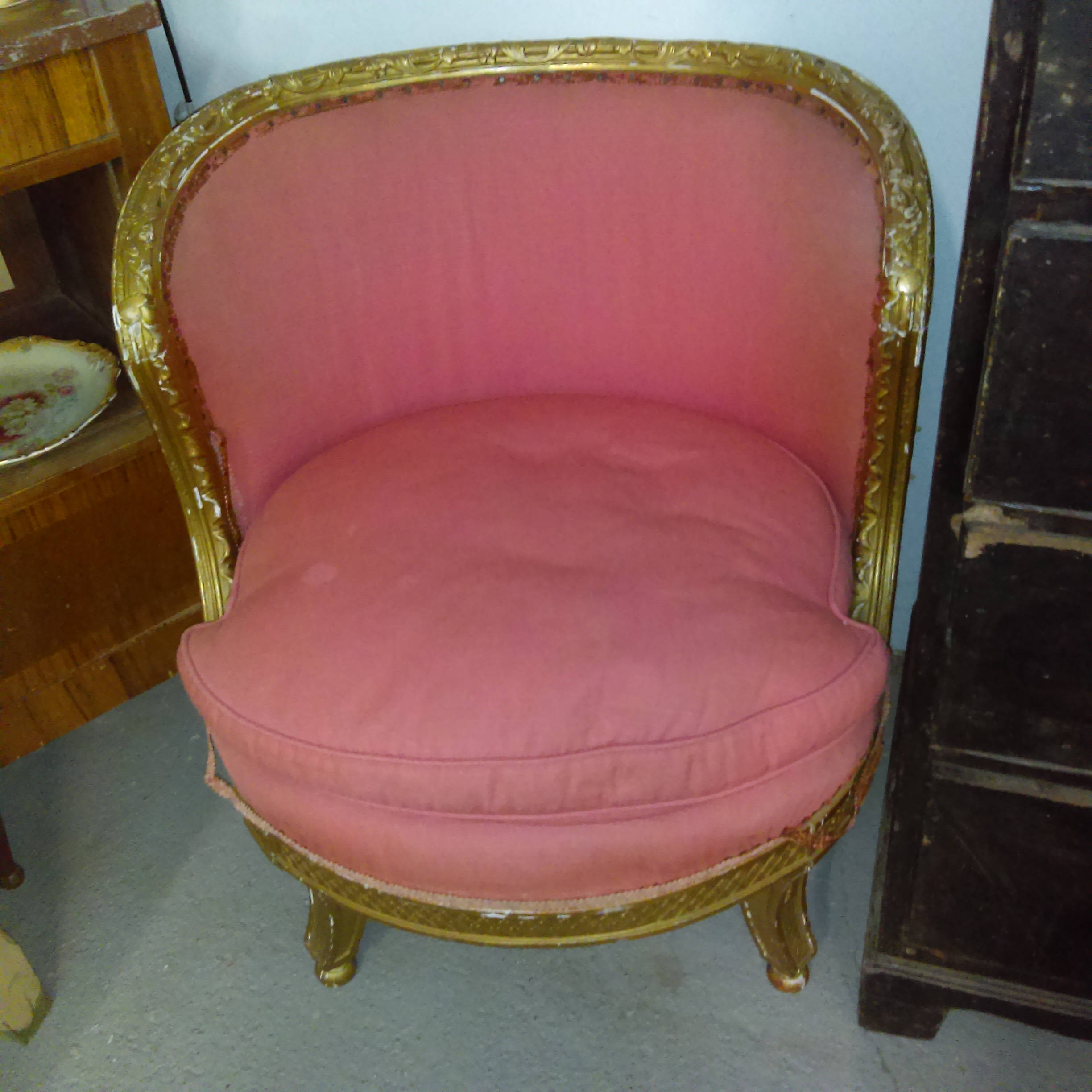 Antique French Gilt Framed Tub Chair With Squab Cushion Etsy