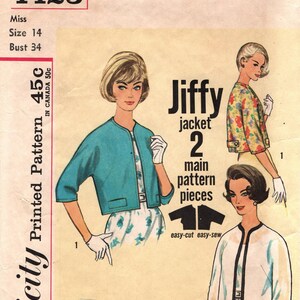 Puede incluir: Patrón de costura Simplicity número 4423 para una chaqueta Jiffy. El patrón es para la talla 14 e incluye dos piezas principales. El patrón es fácil de cortar y coser. El patrón está impreso en papel marrón claro con un borde blanco. El texto "We Do Not Exchange Patterns" está impreso en la parte inferior del patrón.
