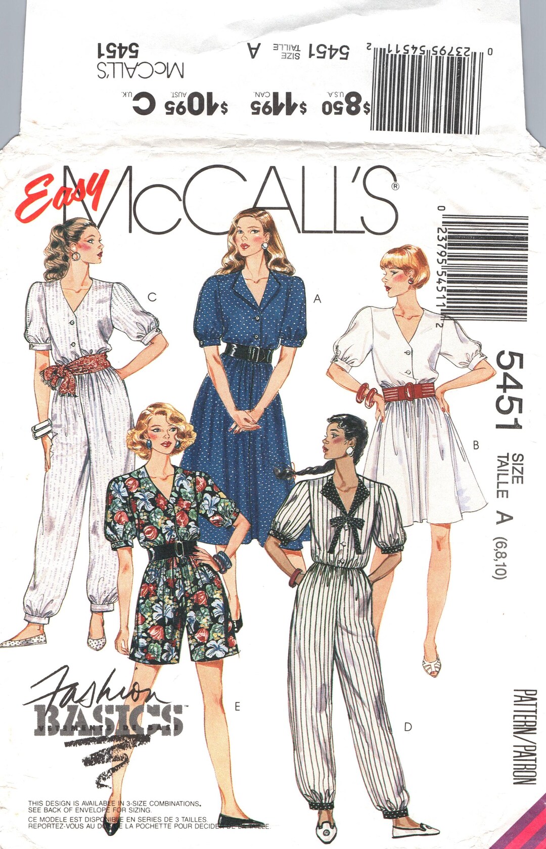 Mastercard 5451 Mccalls 5451 Misses' Jumper Sewing Pattern Size: 6 - 10 FF - Etsy