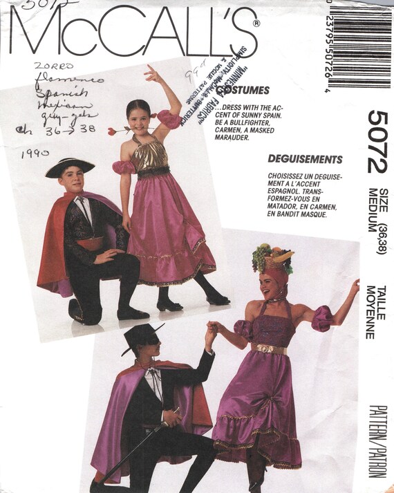 Mccall's 5072 Adult Costume Pattern: Flamingo Dance, Bullfighter - Size  Medium - Etsy