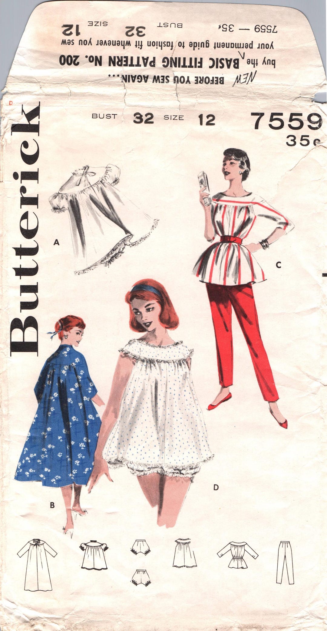 Butterick 7559 Misses' Pajamas Sewing Pattern Size 12 CC - Etsy