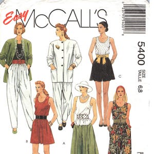Patrón de costura McCall's 5400 para chaqueta, top, falda y pantalón para señoras, talla 6 8 FF