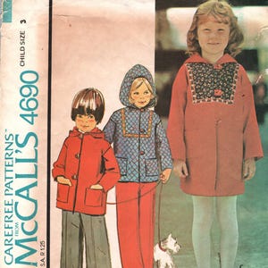 May include: A vintage McCall's pattern envelope showing illustrations of children's coats and jackets. The envelope features three children modelling different coat styles, with the text "CHILDREN'S UNLINED COAT OR JACKET". The price is £0.90.