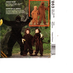McCalls 7863 Animal Costume Pattern: Gorilla, Monkey, Bear (Size 34-36)