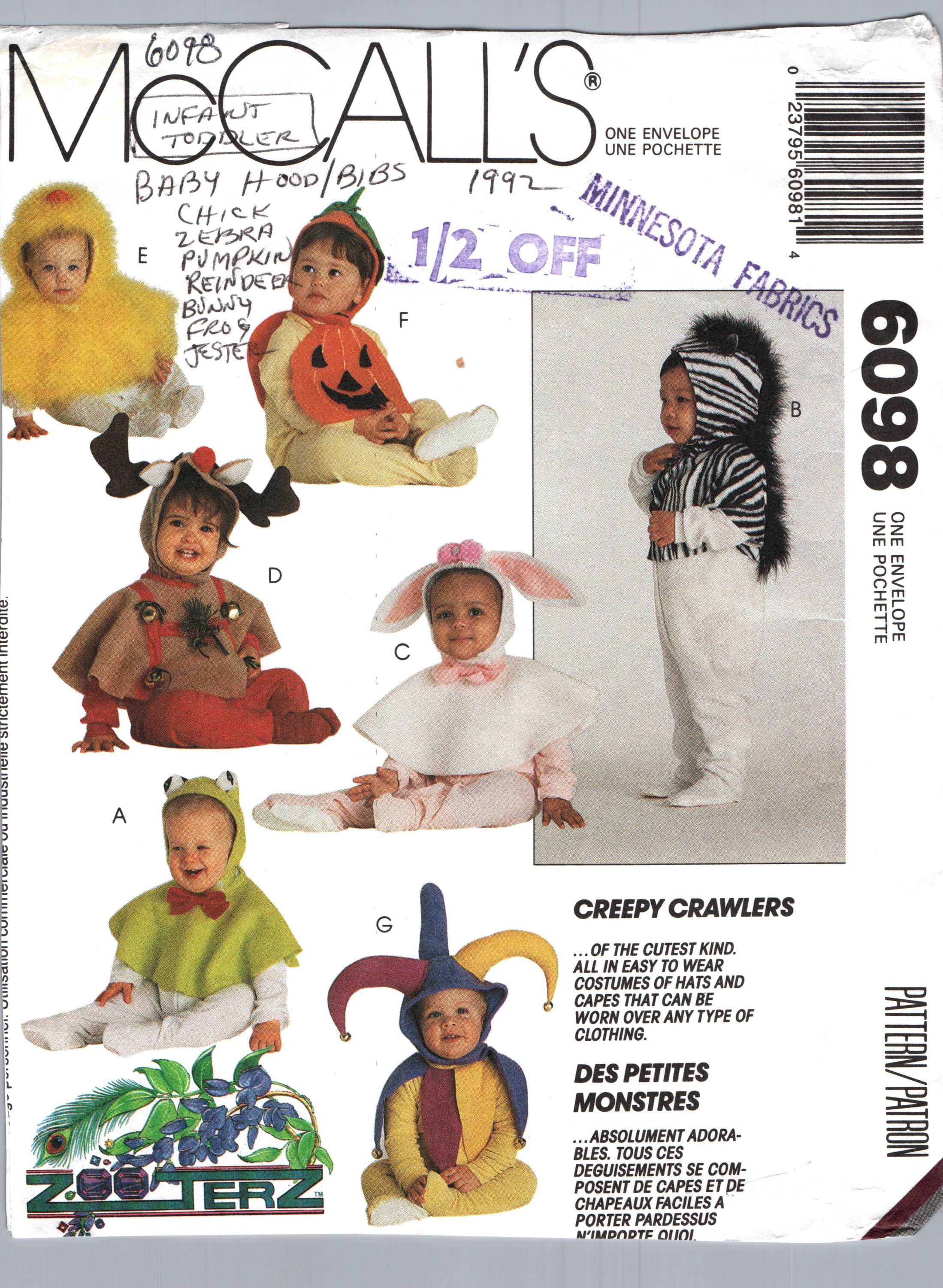 リクエスト　ハンドメイド Mccall's 6098: Infant & Toddler Hoods and Capes - Uncut Vintage