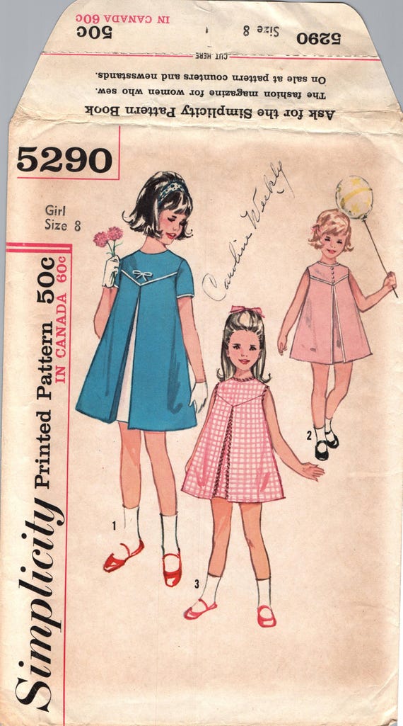 Simplicity 5290 Girls' Dress Pattern - Size 8 CC - Etsy Israel