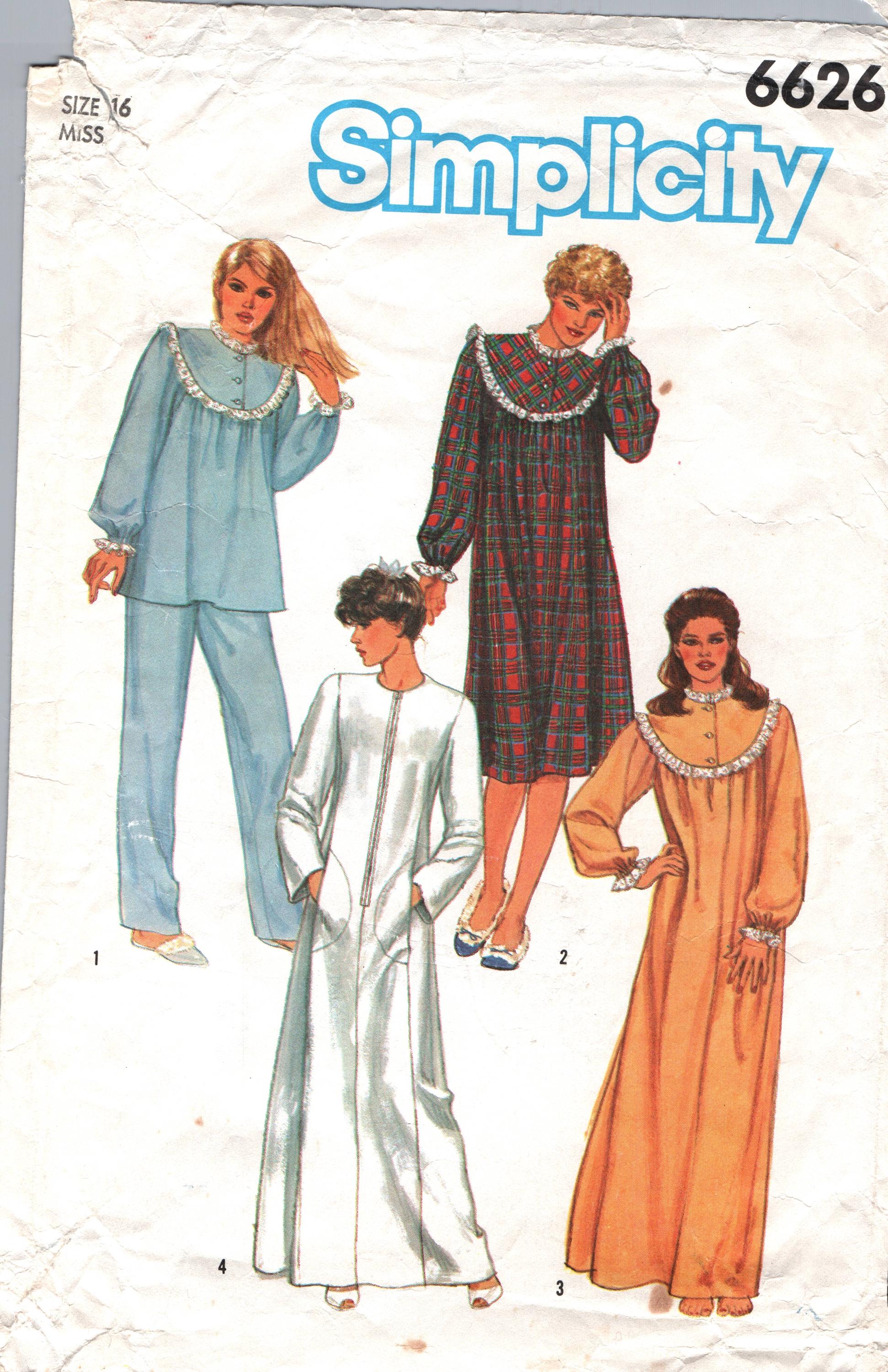 Simplicity 6626 Misses' Nightgown Sewing Pattern Size 16 CC - Etsy