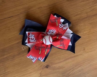 St. Louis Cardinals Baseball inspired Double Stacked Hair Clip Hair Bow STL Cards Hairbow