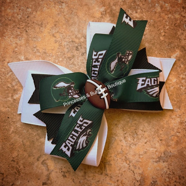 Philadelphia Eagles Football Hair Bow, hair clip, football helmet eagles hairbow fly eagles, Philly