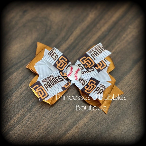 San Diego Padres inspired Baseball Hair Bow Hair Clip SD Padres hairbow hairclip