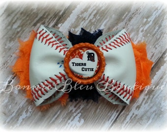 DETROIT TIGERS Leather Baseball headband or hair clip