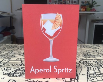 APEROL SPRITZ Grußkarte - Cocktail Karte - Art Deco