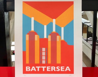 BATTERSEA POWER STATION Limited Edition Screen Print - All prints will have imperfections - London Print - Art Deco - by Rebecca Pymar