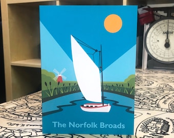 Norfolk Broads, Wherry, Greetings Card by Rebecca Pymar