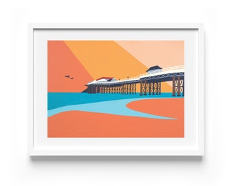 Lámina artística temática de CROMER PIER - Costa inglesa - North Norfolk - Póster de viaje - de Rebecca Pymar