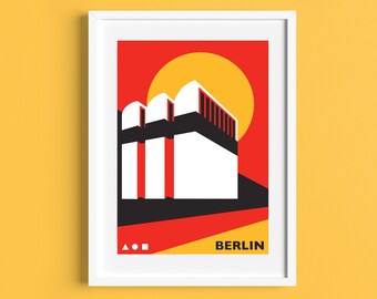Póster de viaje a Berlín - Museo Bauhaus-Archiv - Alemania - Impresión Bauhaus - Ilustración de Rebecca Pymar