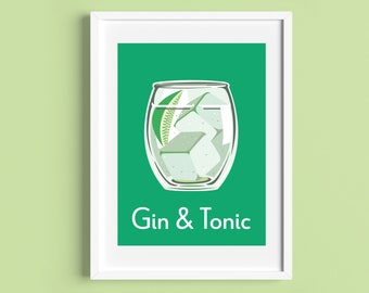 GIN AND TONIC Cocktail A4/A5 Druck