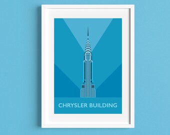El EDIFICIO CHRYSLER Nueva York - Póster de viaje - Art Déco - Ilustración de Rebecca Pymar
