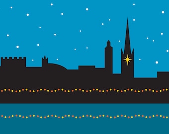 NORWICH Weihnachtskarte - Stadtbild - Weihnachtskarte - 6 Karten - von Rebecca Pymar