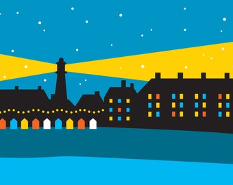SOUTHWOLD Leuchtturm Weihnachtskarte - Packung mit 6 Karten - von Rebecca Pymar