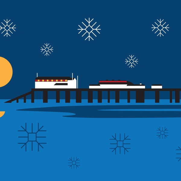 Cromer Pier *Slight Second* Christmas Card by Rebecca Pymar