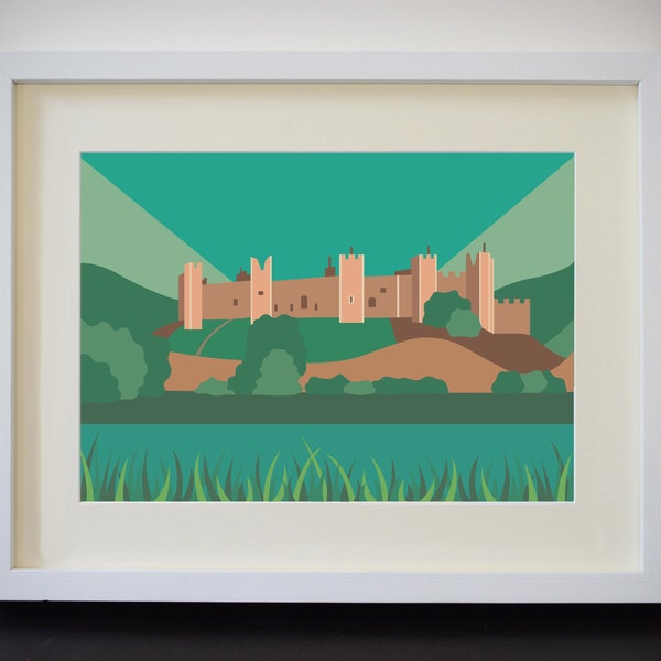 Framlingham Castle Print - Mounted Fine Art Print - Castle on the Hill - Suffolk - by Rebecca Pymar