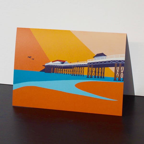 Cromer Pier themed Artists Greetings Card by Rebecca Pymar