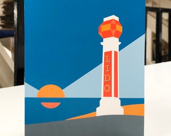 LIDO - MARGATE Travel Poster Style Greetings Card door Rebecca Pymar