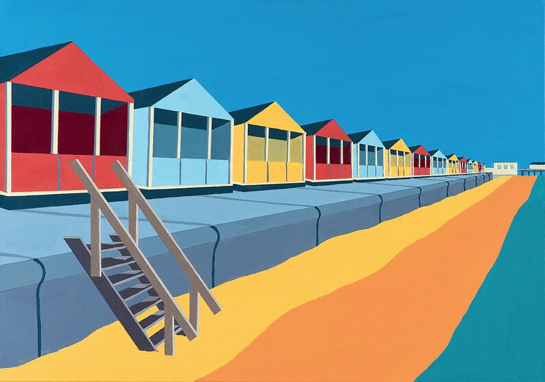 SOUTHWOLD Beach Huts Mounted Fine Art Print English Seaside Etsy UK