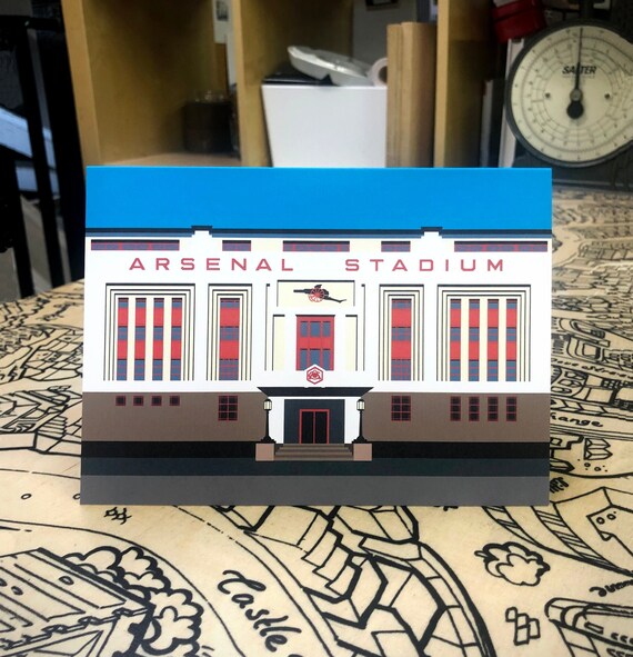 HIGHBURY STADIUM Arsenal Stadium Greetings Card by Rebecca Pymar Etsy