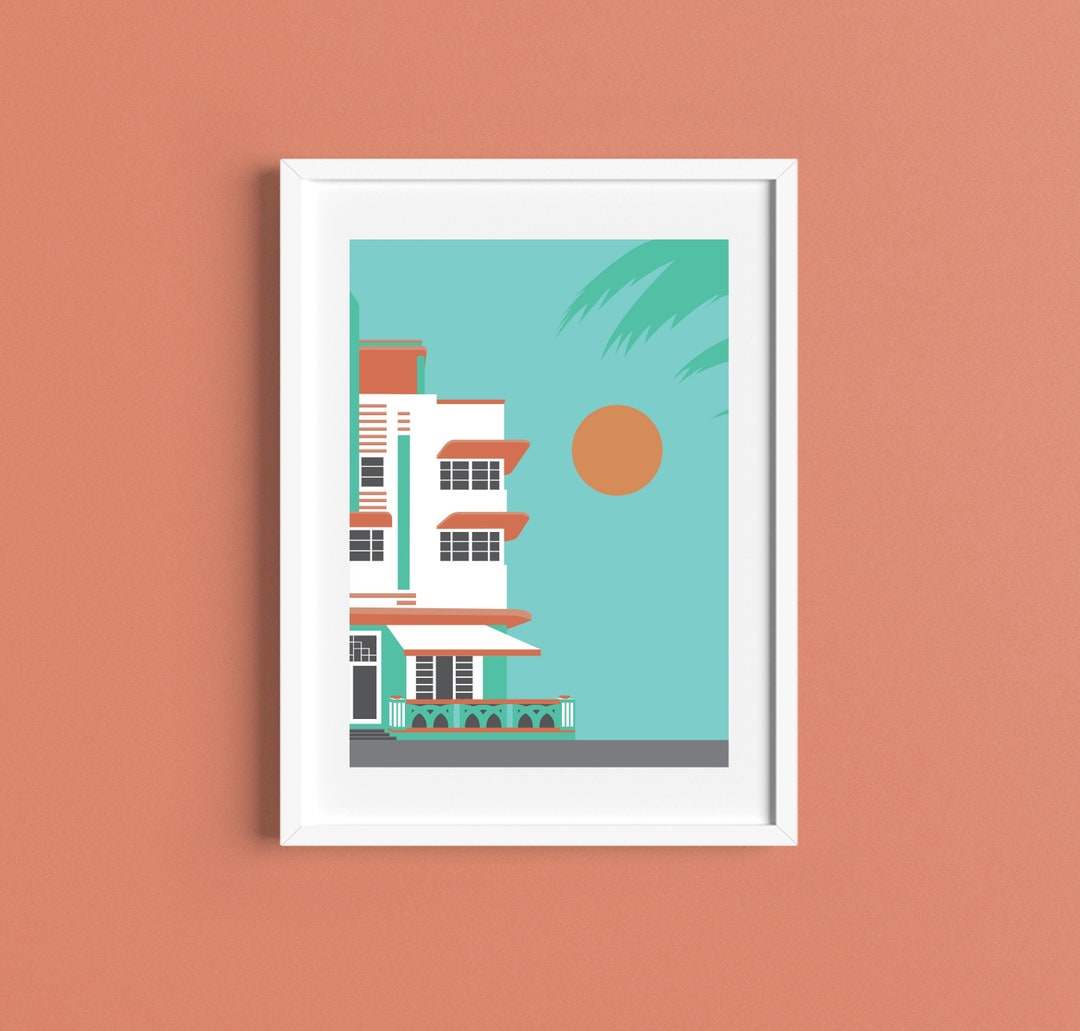 MIAMI BEACH House Print USA Art Deco Print Ocean Drive Florida
