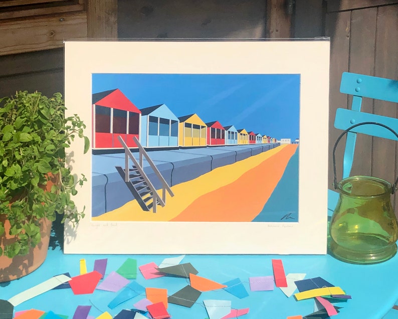 SOUTHWOLD Beach Huts Mounted Fine Art Print English Seaside Etsy UK