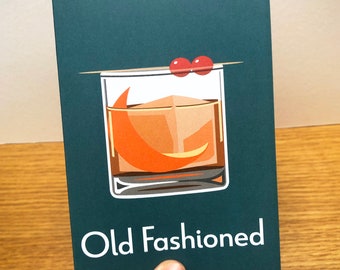 OLD FASHIONED Grußkarte - Cocktail Karte - Art Deco